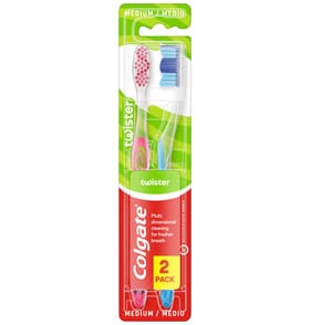 Colgate Twister Fresh Medium Manual Toothbrush – 2 Pack